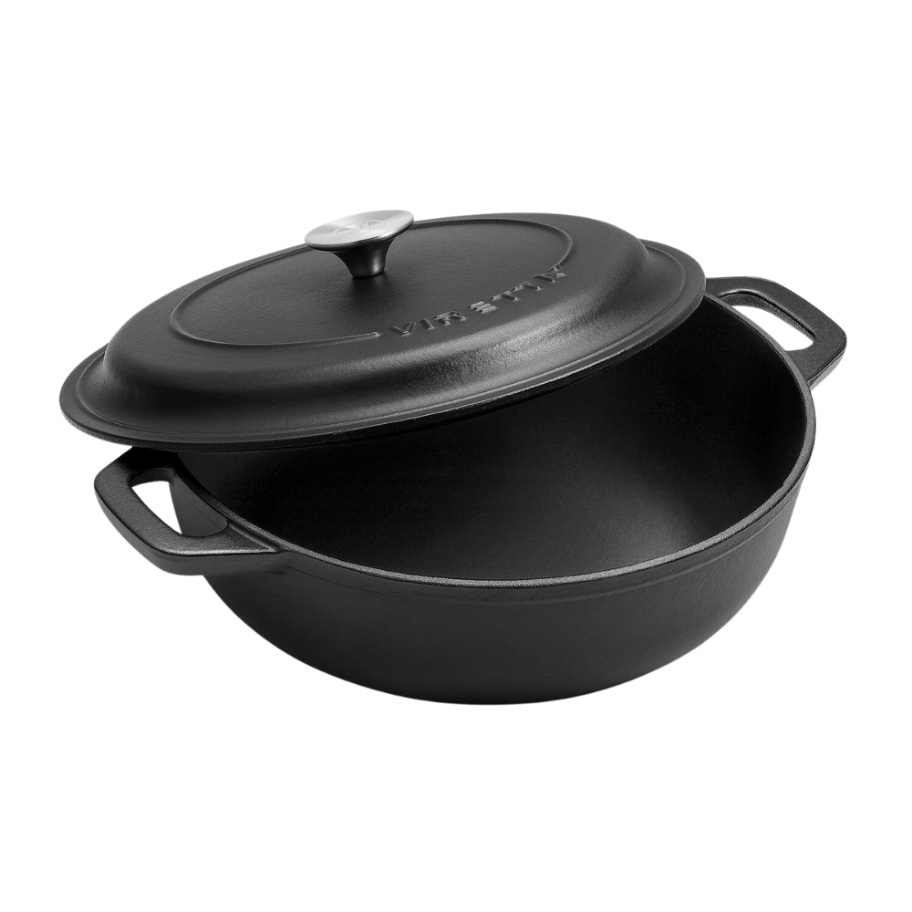 Emaljeret støbejernsgryde, Ø30 cm - Skifersort